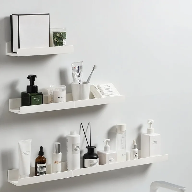 มัลติฟังก์ชั่นติดผนังชั้นเก็บกาวไม่มีหมัดชั้นวางผนังสําหรับห้องครัวห้องน้ําชั้นวางของออแกไนเซอร์ของใช้ในครัวเรือน 1