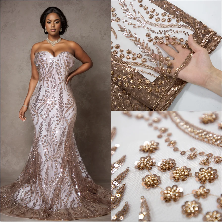 SJD LACE French Mesh Bridal Lace Fabric Beads African Sequins Lace 2025 Hot Sale Nigerian Beads For Women Wedding Dress Sew 3803 SJD LACE French Mesh Bridal Lace Fabric Beads African Sequins Lace 2025 Hot Sale Nigerian Beads For Women Wedding Dress Sew 3803