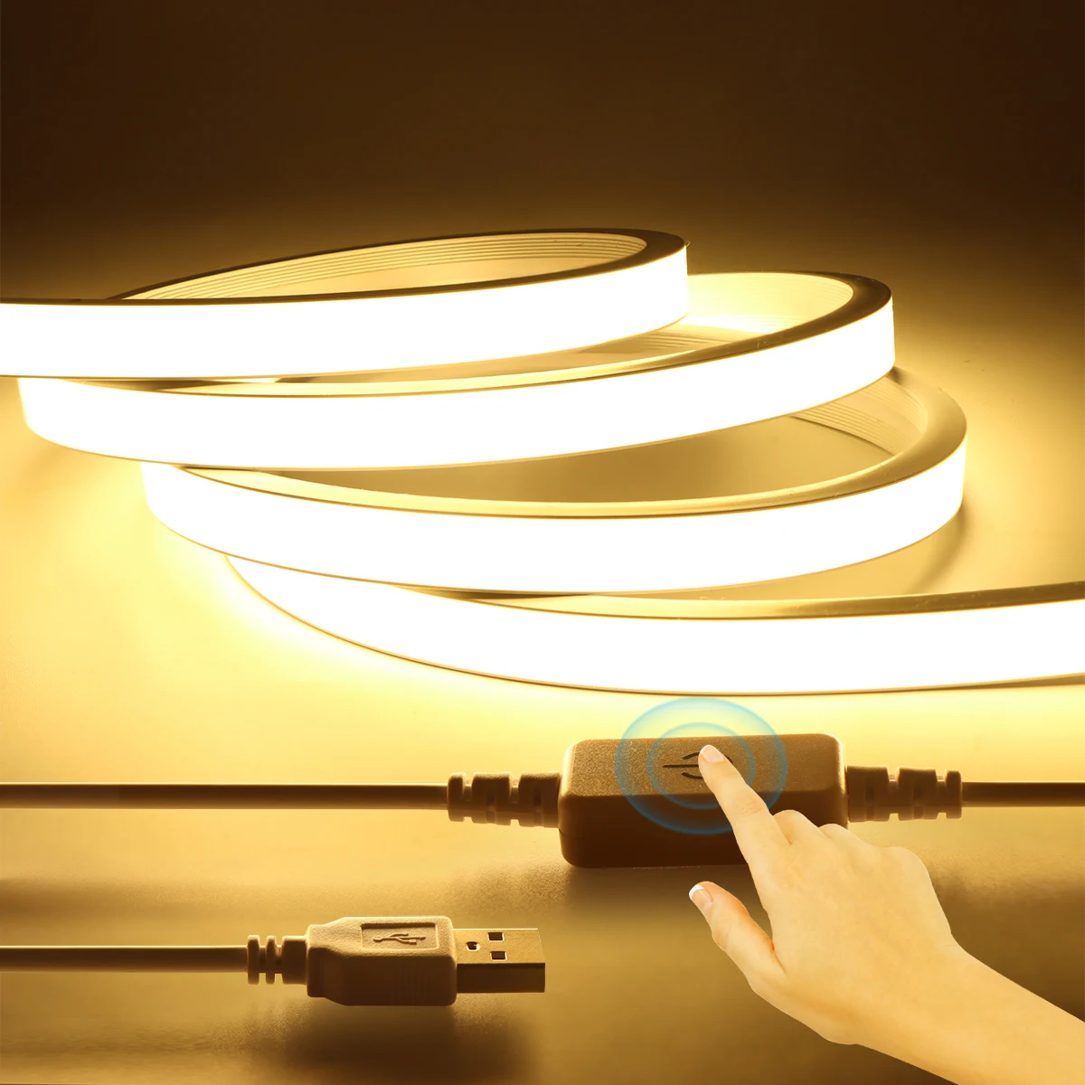 1M/2M/3M/4M/5M USB Neon Light Strip With Dimmer DC5V Led Strip Lights Flexible COB Led Ribbon