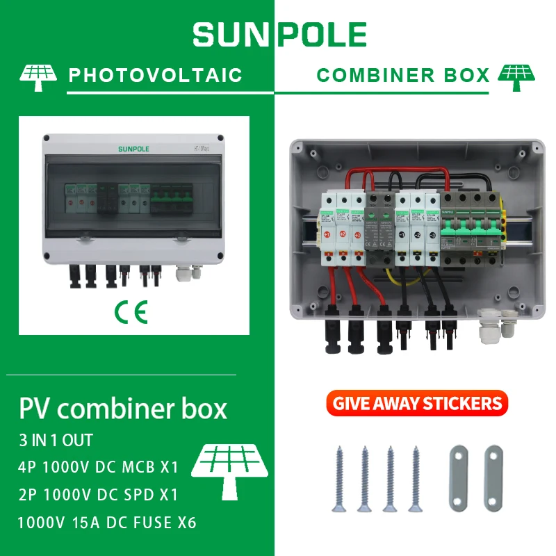 Entrada Saída String Solar Matriz Fotovoltaica Solar Caixa de Combinador Fotovoltaico 1000v