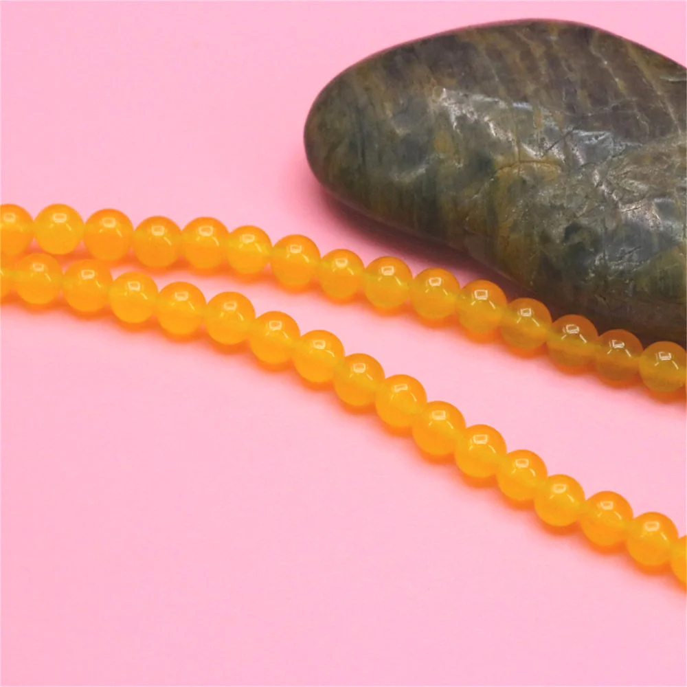 

Charming Yellow Jasper 4mm Chalcedony Round Loose Bead Natural Stone Beads For Jewelry Making DIY Necklace Bracelet Wholesale