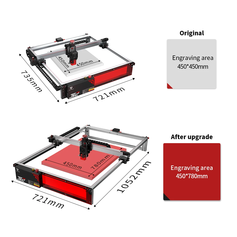 450x780mm Engraving Area Expansion Kit For TS2 Laser Engraving Machine Upgrade CNC Wood Engraver