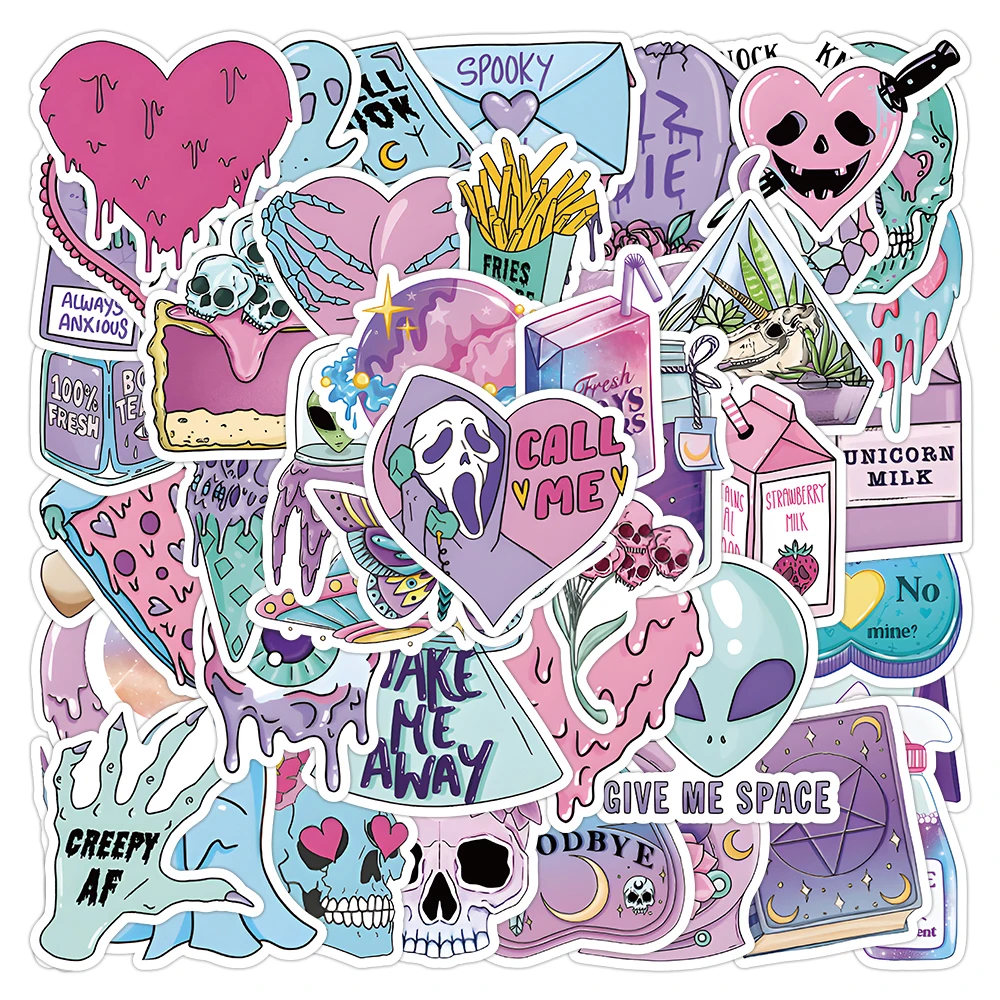 

10/30/50pcs Cartoon Magic Horror Gothic Skull Graffiti Stickers Decals Laptop Skateboard Car Phone Decoration Sticker Kids Toys