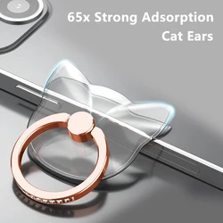 Elegant Diamond Inlaid Rotating Phone Holder with Ultra - thin Design and Strong Adhesive (Rose Gold Little Cat)