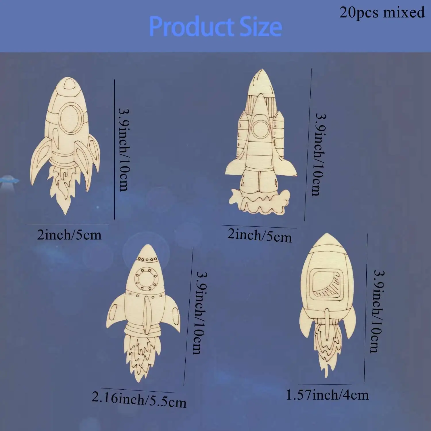 20 adet/takım Ahşap Uzay Gemisi Süsler Çok Roketler Boyasız El Sanatları Uzay Gemisi çocuğun Doğum Günü Partisi Süslemeleri Malzemeleri