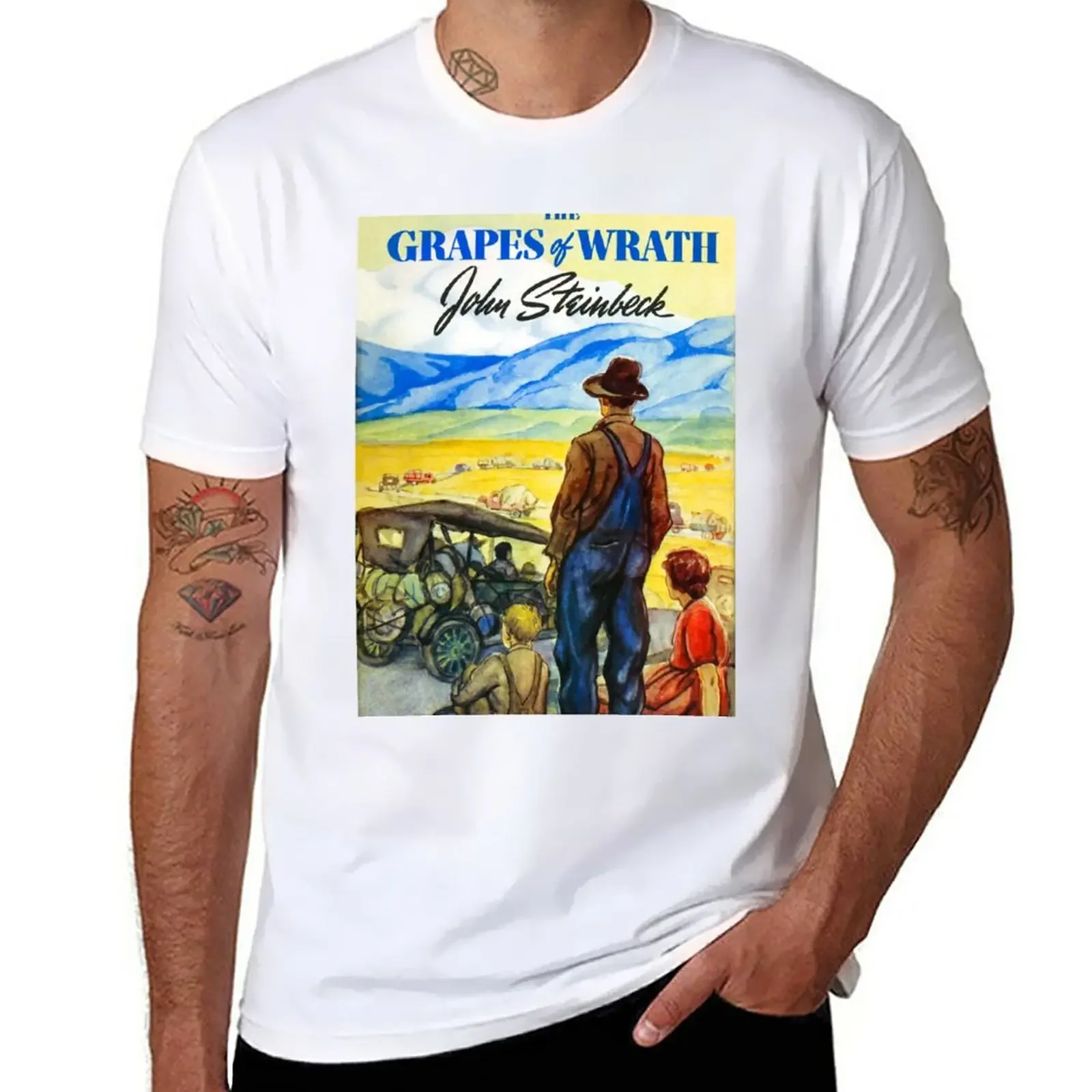 

The Grapes of Wrath 1939 First Edition Cover, John Steinbeck T-Shirt vintage clothes Short sleeve tee black t-shirts for men