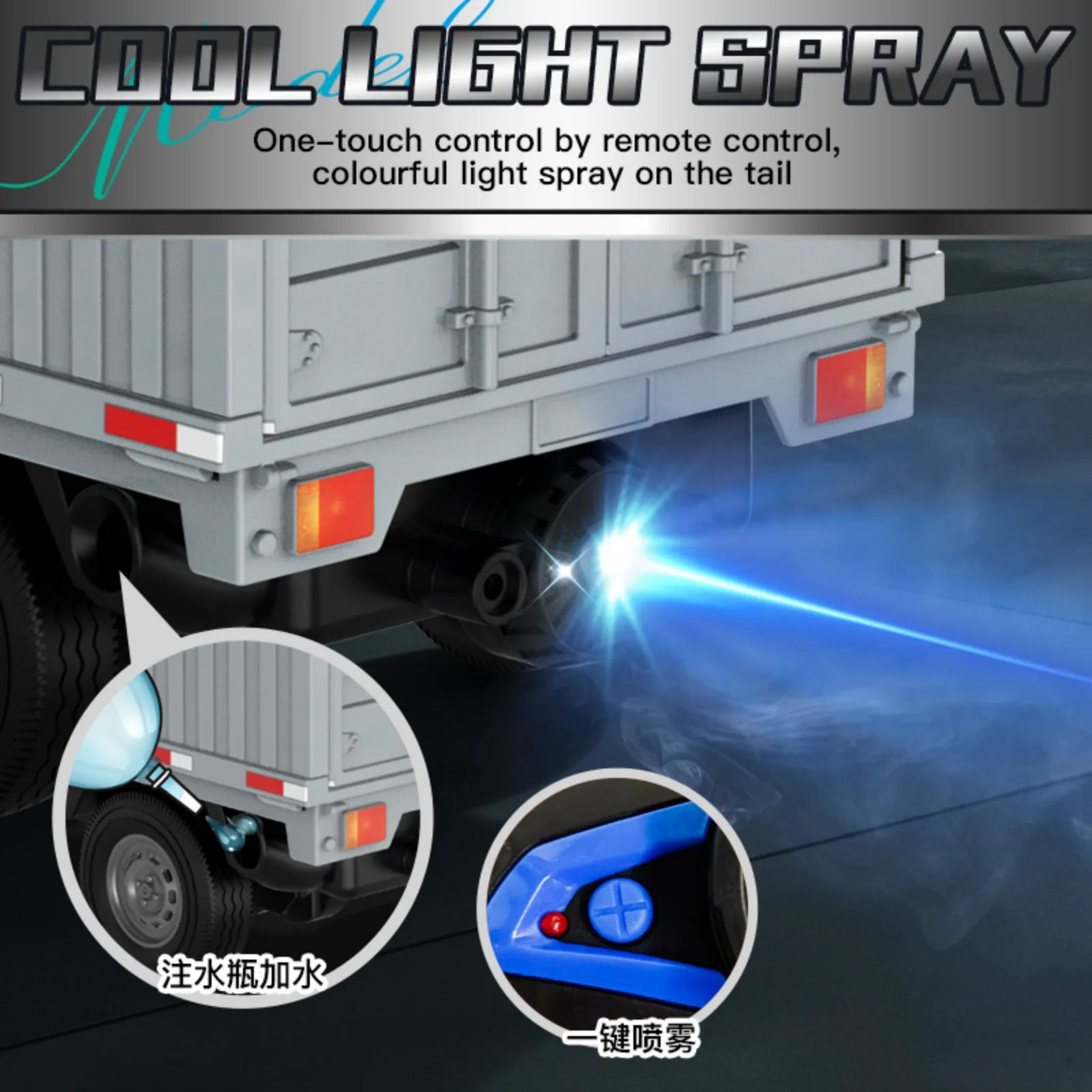 KF21 1:16 RC Truck 2.4GHZ RC Car Simulation Drift Climbing Truck With Spray and LED Lights RC Electric Truck Model Boy's Gifts 4