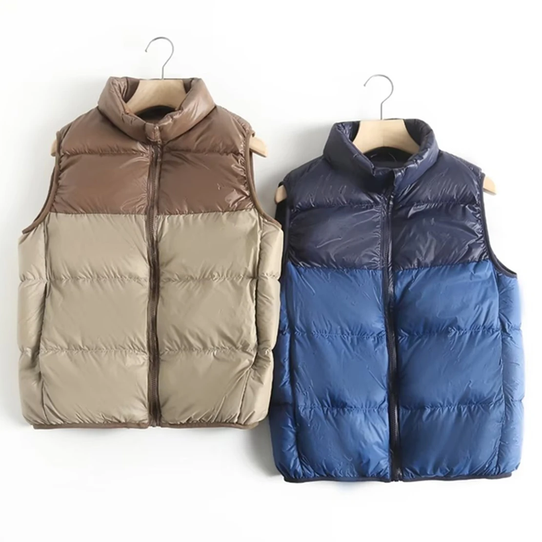 

Withered Fashion Lovers Down Jacket Color Contrast Coat Vest