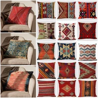 Both Sides Print Turkish Kilim Carpet Patterns Linen Pillows Cases Bohemian Style Sofa Couch Decorative Pillows Cushions Case 1