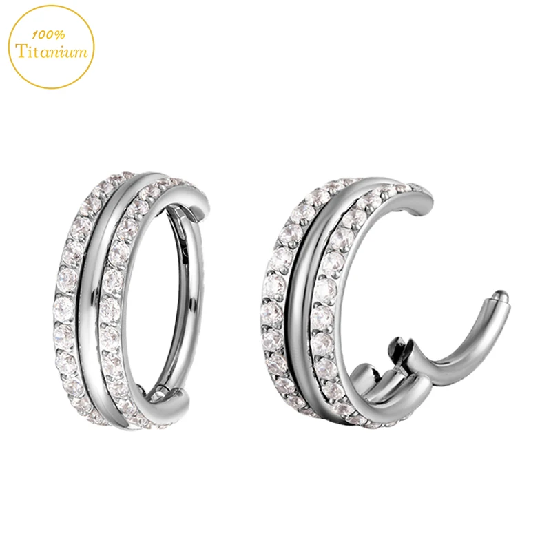 G23 Titanium Septum Piercing Nose Rings Zircon Series Hoop Hight Segment Clicker Earrings Ear Cartilage Helix Piercing Jewelry