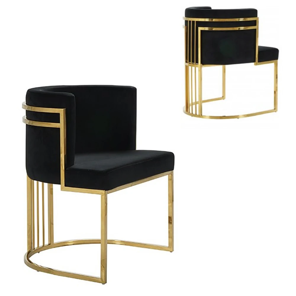

New Arrival Silver Stainless Steel Dining Chair Velvet Restaurant Chair