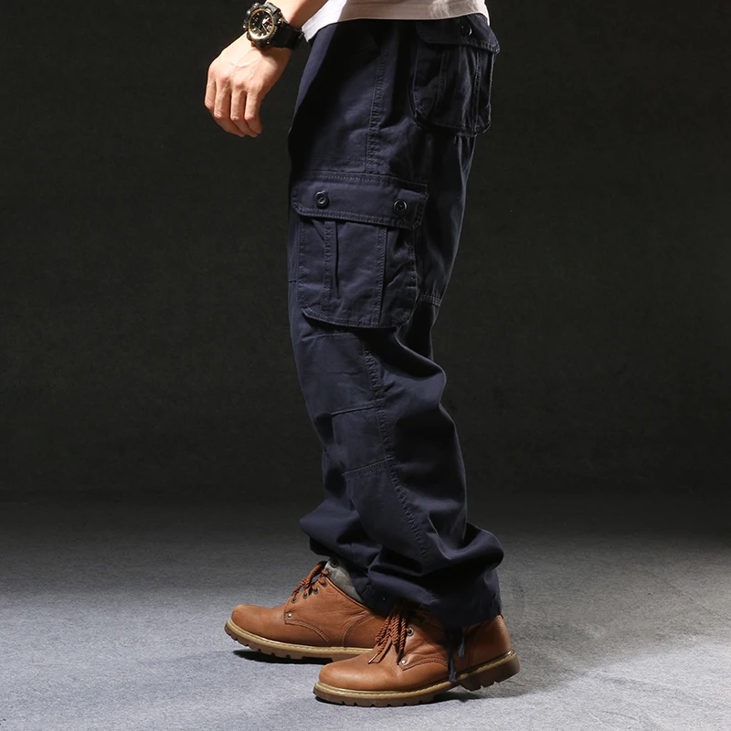 Description Picture 6 of itemMen's Casual Cotton Cargo Pants Multi-Pocket Wear-Resistant Baggy Work Overalls Straight Military Army Slacks Long Trousers
