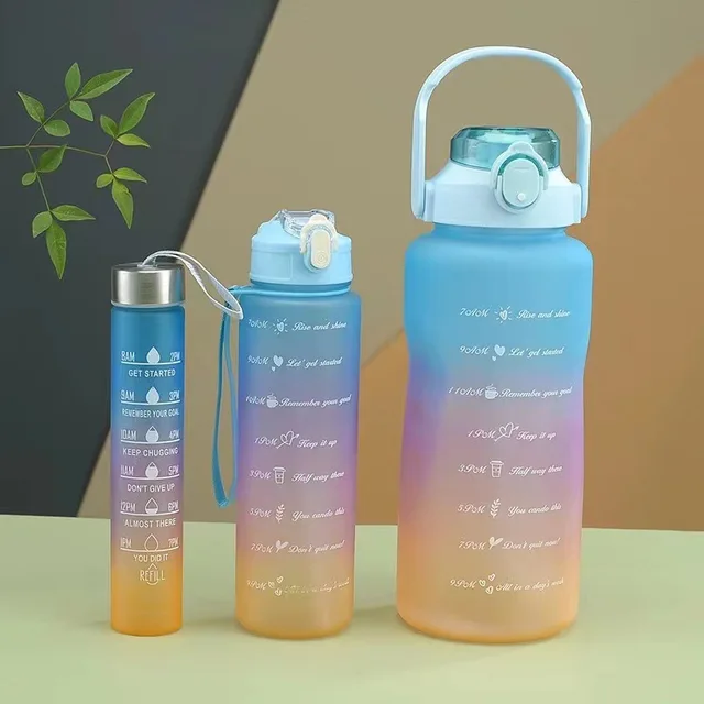 3PCS Sports Water Bottle Gradient Color Plastic Water Cup Large Capacity Portable Gym Fitness Jugs Outdoor Drinking Kettle 5