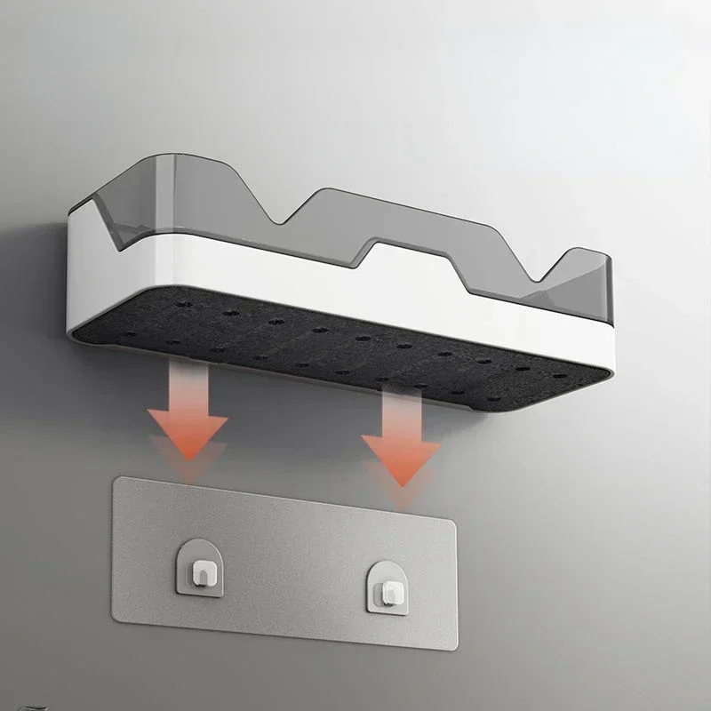 Bathroom Shelf Organizer Shower Storage Rack Black Corner Shelves Wall Mounted Aluminum Toilet Shampoo Holder No Drill 3