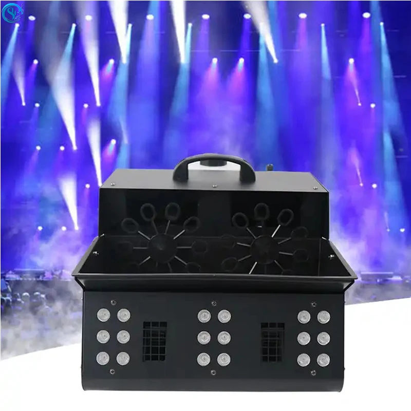 1500w Dual Wheel Bubble Machine RGB 3IN1 Led Fog Party Equipment 18x3w Smoke Bubble Machine DMX512 For Wedding Disc