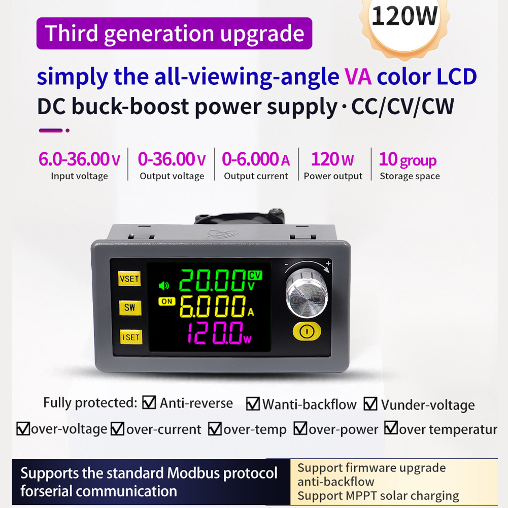 SK120 6-36V Buck Boost Converter Adjustable Regulated Power Supply Input Constant Voltage Constant Current Solar Charging Module