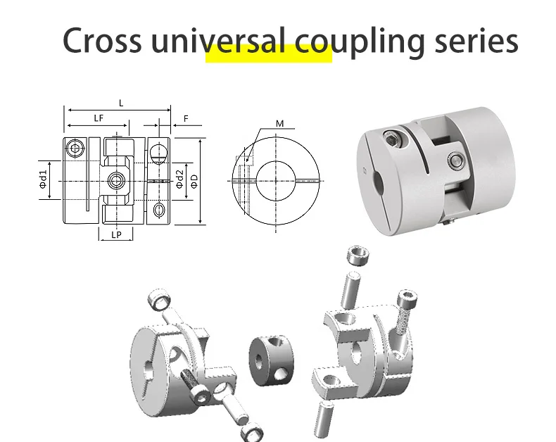Description Picture 5 of itemAluminum alloy cross universal joint coupling precision GV micro universal joint coupling eccentricity Angle compensation