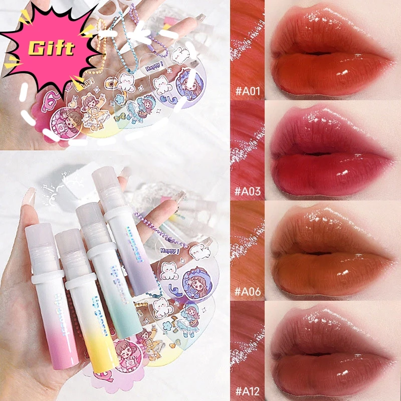 

Cute Mirror Lip Glaze Bubble Glossy Water Light Moisturizing Lipsticks DuDu Lip Gloss Free Gu Card Gift Korean Makeup Cosmetics