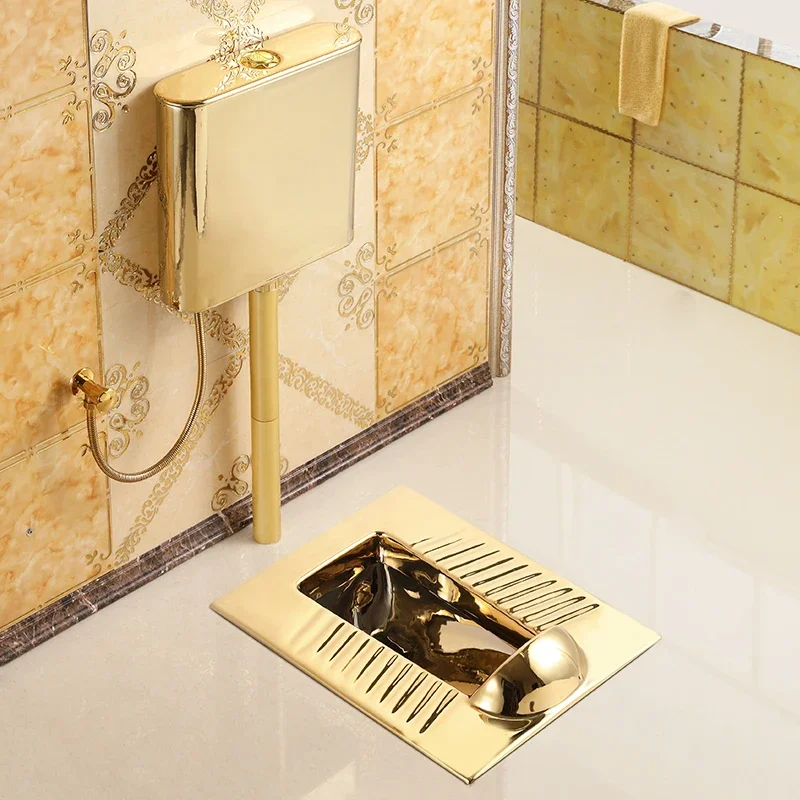 #Golden Toilet Flushing Cistern Ceramic Toilet Anti-Blocking Deodorant Concealed Squat Toilet Squat 3