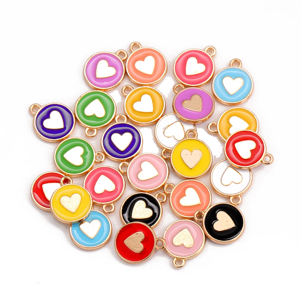 10 Stücke Süße Liebe Herz Brief Stern Emaille Mini Charme Überzogene Gold Legierung Anhänger Für DIY Ohrring Armband Schmuck Machen ornament – Detail 1