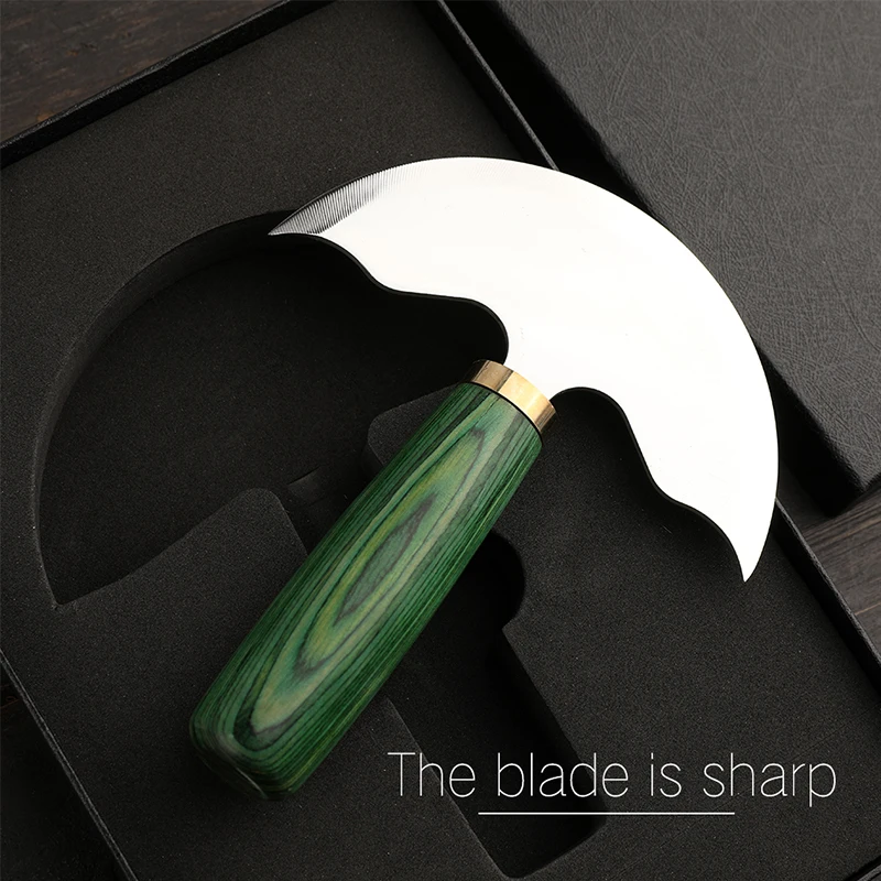 Half Round Leather Cutting Knife With Wooden Handle For Leather Craft Working Stainless Steel DIY Handcraft Accessories leather carving knife