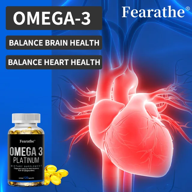 925-548006.jpg Omega 3, Fish Oil Supplement, Wild Anchovies, Heart Health, Brain Development, Dietary Supplement, 120 Capsules