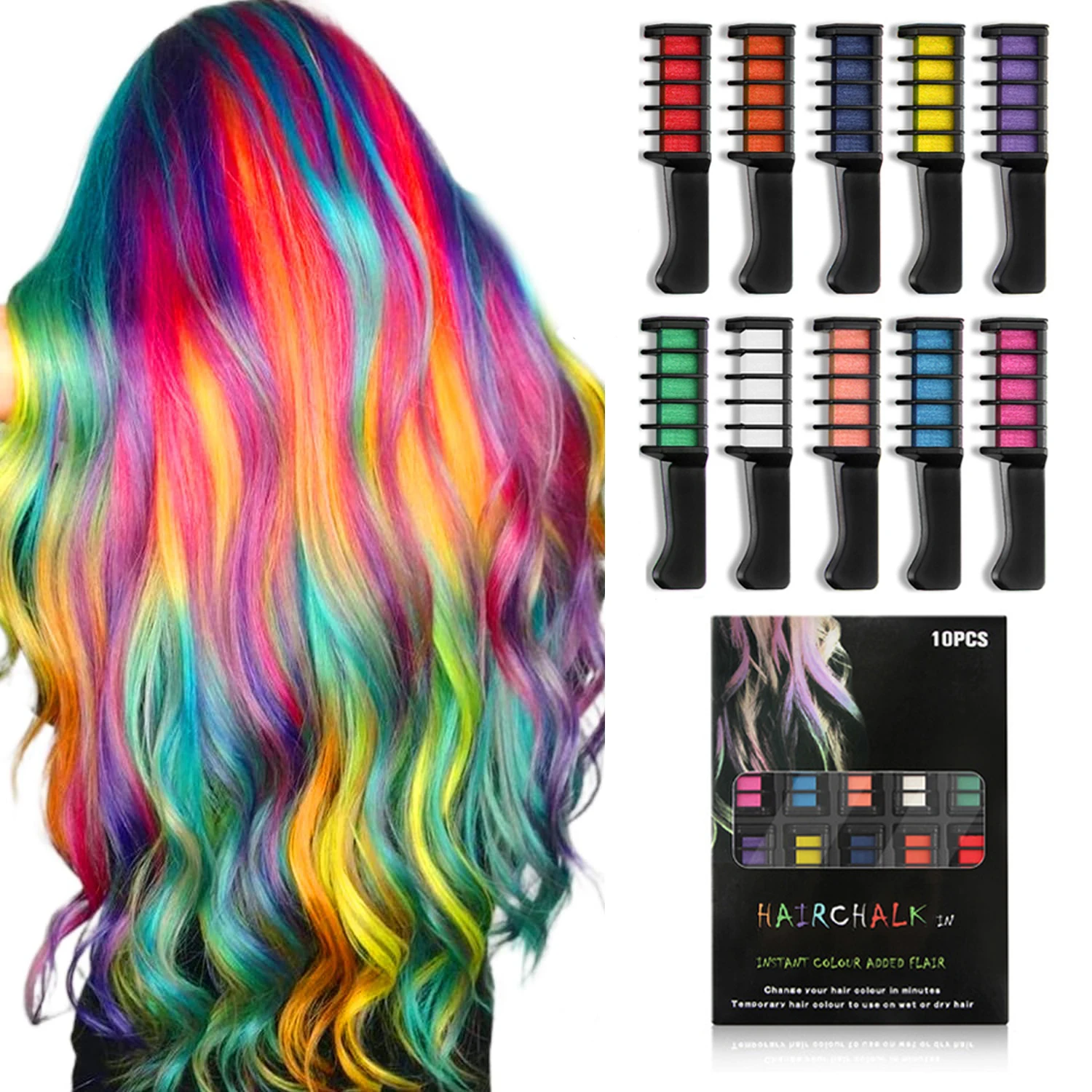Makeup Toy Princess Pretend Toys Hair Dye Comb Hair Dye Comb Toys Hair Chalk Comb Set For Kids Temporary Washable Hair Dye Comb Toy