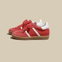 Chaussures Décontractées Sportives Basses Adidas pour Femme Printemps 2025 Nouveauté Rétro Américain en Cuir Dequn Polyvalentes Confortables Semelle en Caoutchouc 2