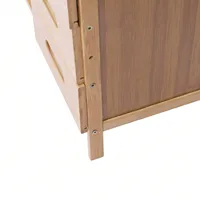 3 Tiers Nightstand Storage Box Bedside Table Natural Bamboo End Side Organizer with 3 Drawers and 1 Open Compartment 5
