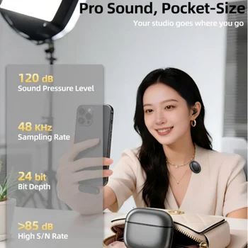 Wireless Mini Microphone AI Noise Cancellation - 48kHz/24bit Studio Sound, 35Hours Battery, USB-C Lapel Lavalier Mic for iPhone, Android, Computer, Content Creators, YouTube, Streaming & Interviews 4