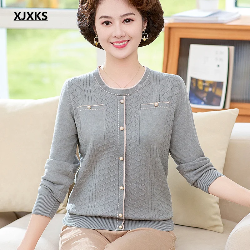 

XJXKS Loose Oversize Round Neck Long Sleeve Women's Sweater 2024 Spring And Fall New Wool Knit Pullover