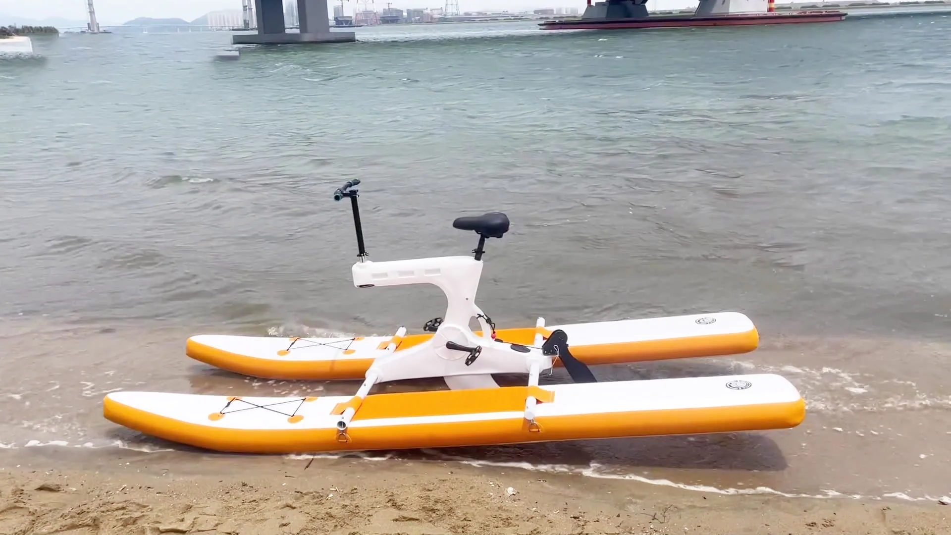Single person Inflatable folding double floating pontoons outdoor water bike cycle pedal boat bicycle with 6061 aluminum frame