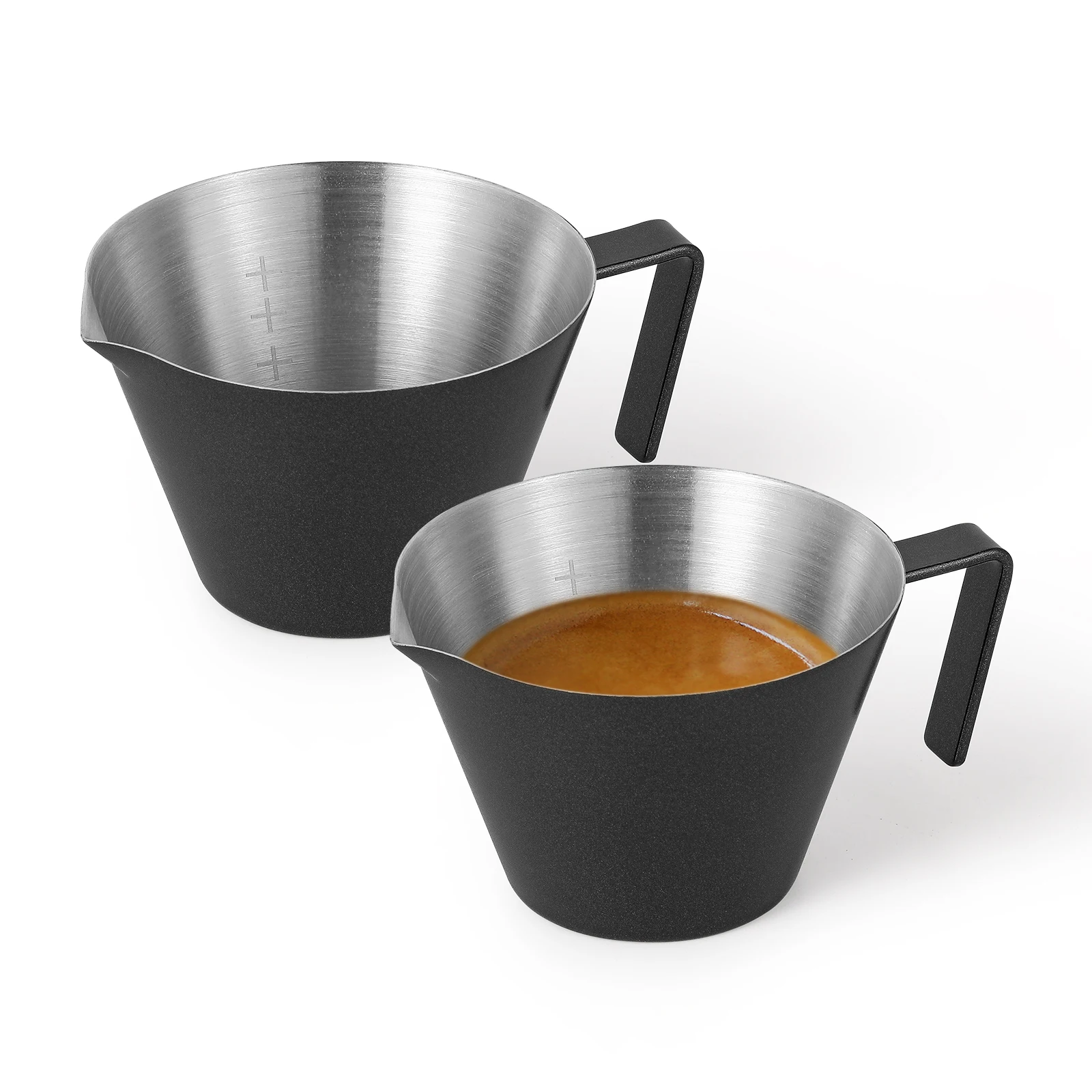 Espresso Shot Cups with Handle Espresso Measuring Cup Dishwasher Safe 2/3  Pack Stainless Steel Pouring Cup Home Barista Tools