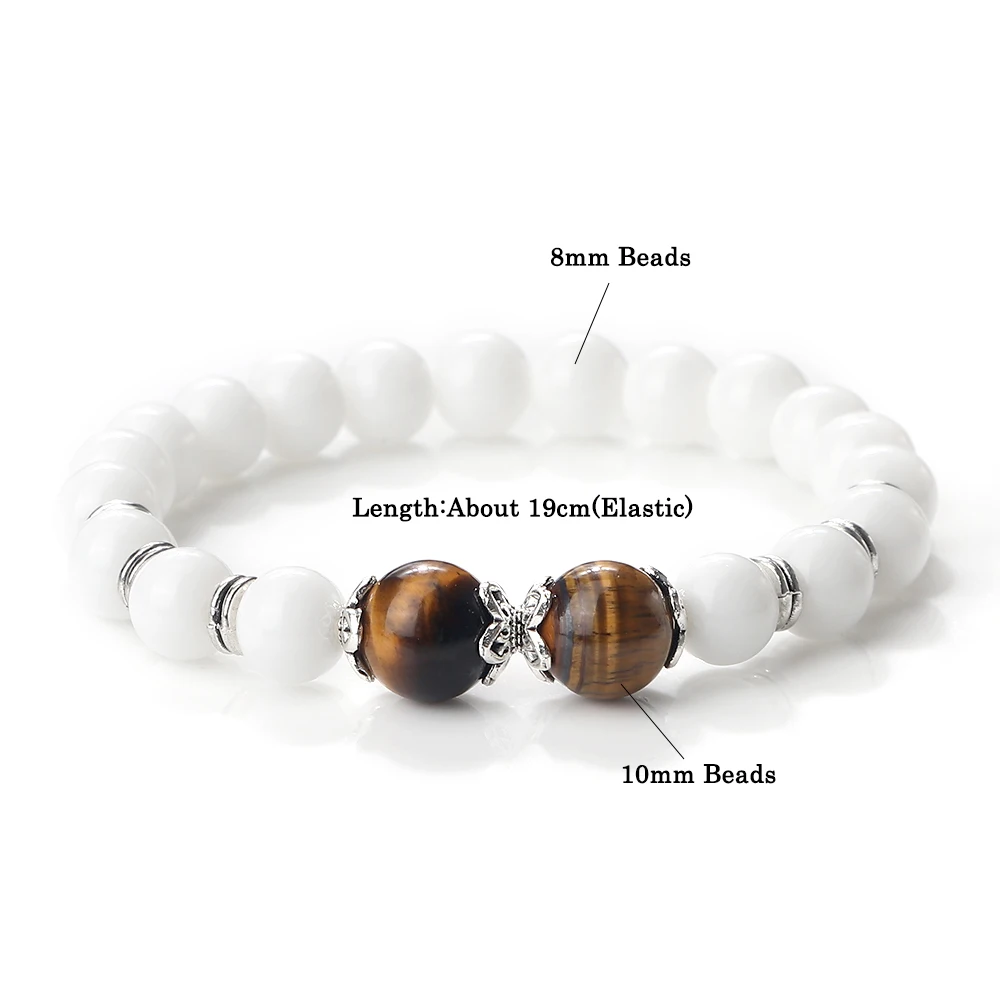 High Quality Natural Stone White Beads Bracelet Fashion Tiger Eye