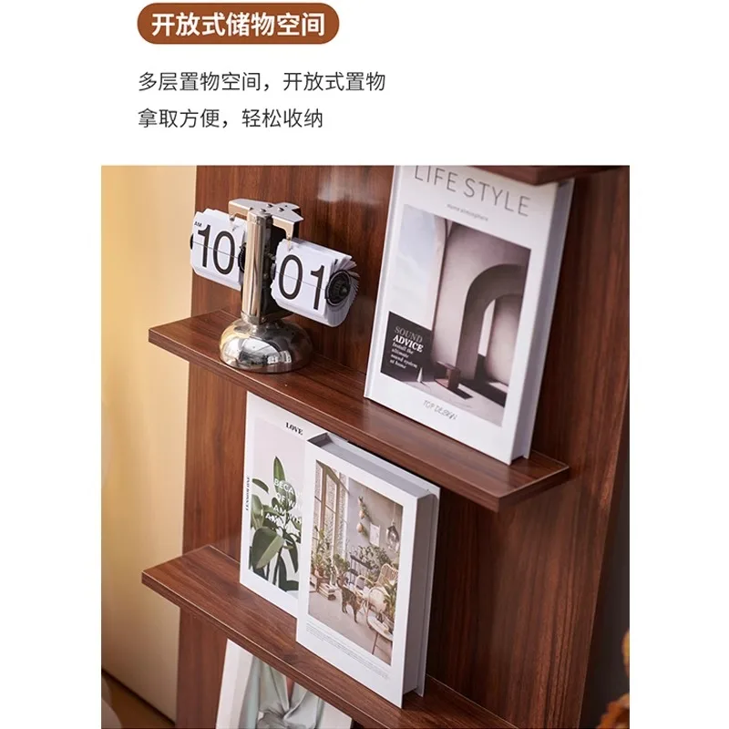 Nordic Retro Bookshelf Modern Living Room Newspaper Magazine Rack Floor-standing Promotional Wall-mounted Storage Rack FYMR