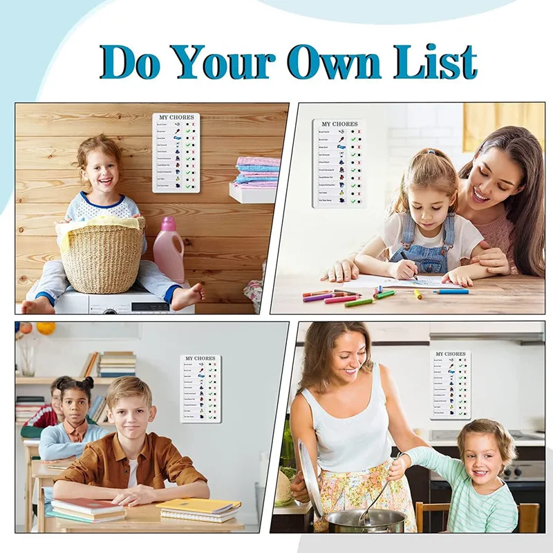 Reusable Chore Chart Planning Board Portable Memo Checklist Board for Kids Detachable Plastic Daily Task Schedule Reminder Chart educational toys,chore checklist card