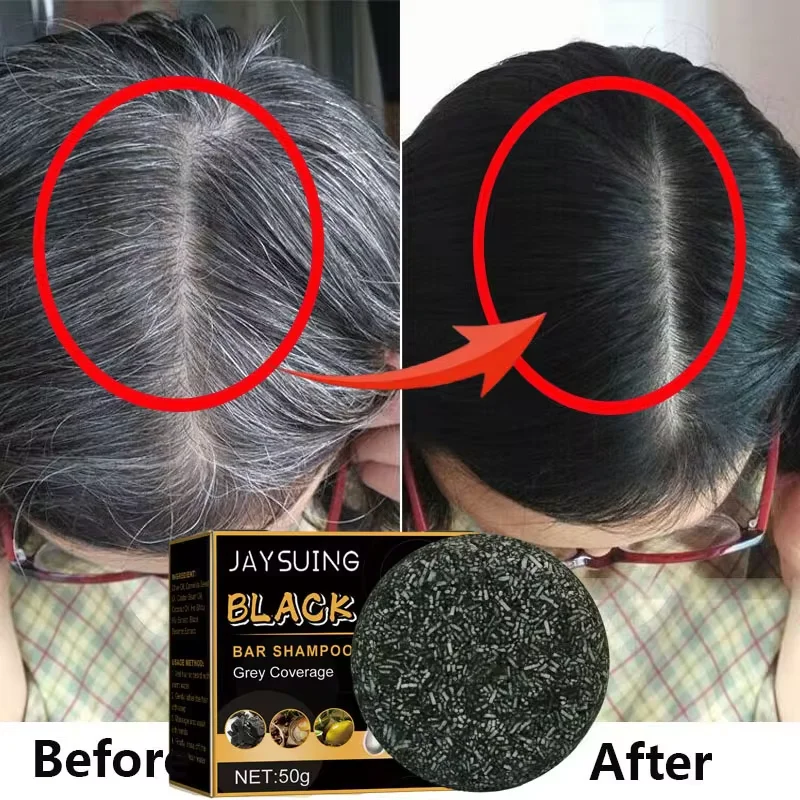 Magic White Hair to Black Shampoo Dye Soap Natural Color Soap Restore Gray Beard Cover Gray Hair Dye Hair Fixing Shampoo Bar 3