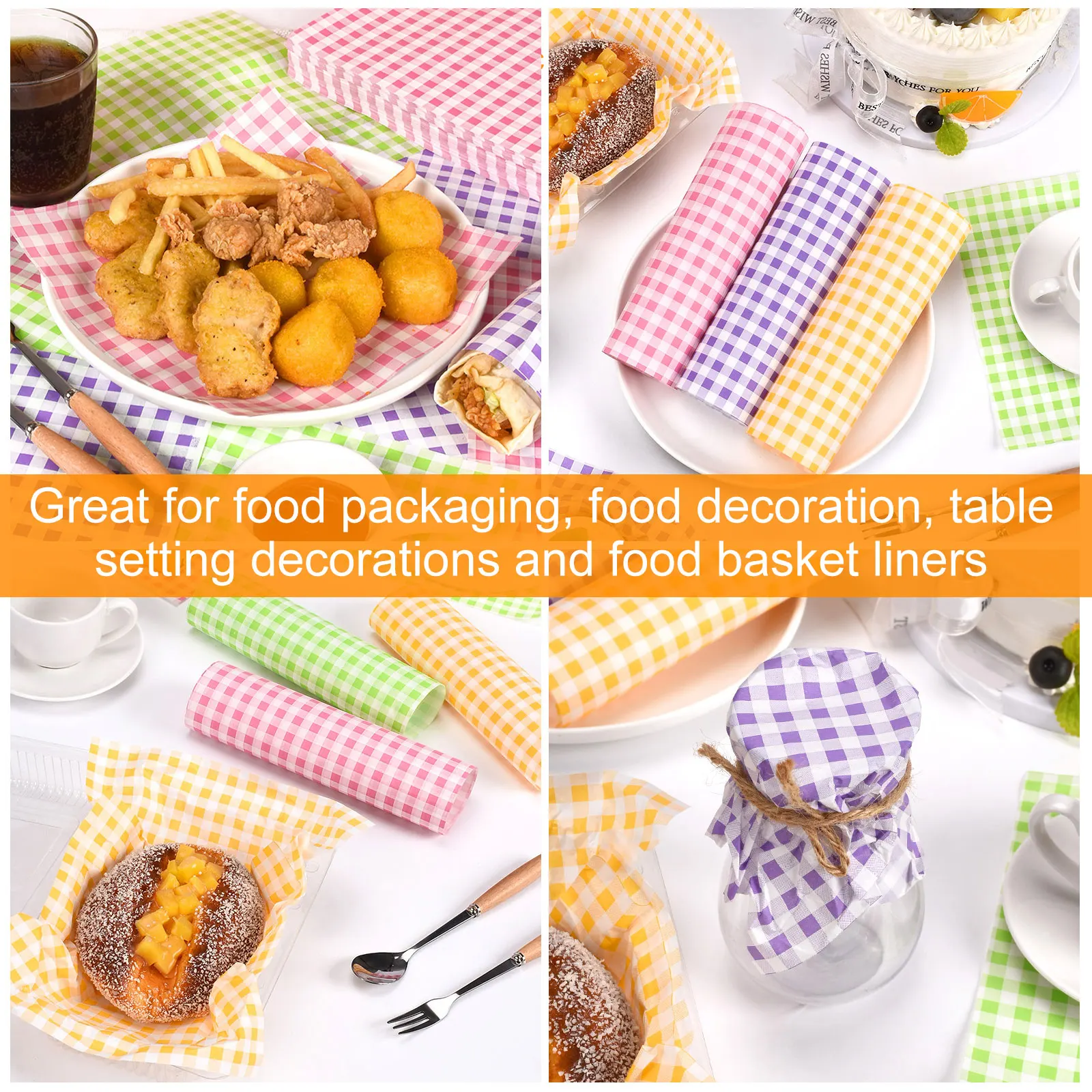 200pcs Wax Paper Sheets For Food Basket Liners Food Picnic Bbqs Paper Sheets