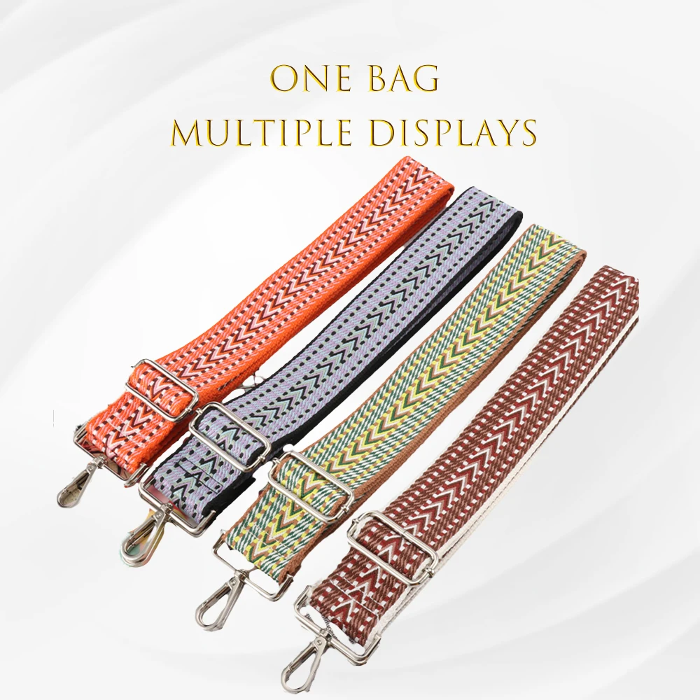 

Sling Bag Strap Jacquard Weave 5CM Widening Ethnic Style Patterns Shoulder Colourful New Adjustable Crossbody Band New Bags Belt