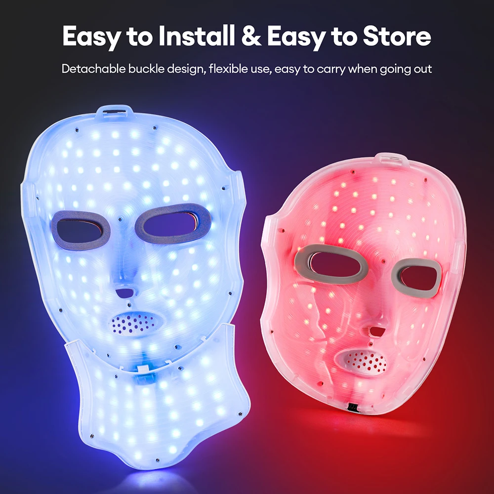 Wireless Face Neck Beauty LED Mask 7 Colors Photon Facial SPA Mask Red Light Skin Care Anti-Ance Repair Skin Brighten Skin Tone