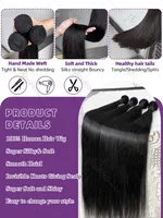Brazilian 30 40 Inch Raw Virgin Unprocessed 100% Human Hair Extensions Bone Straight  3 4 Bundles Double Weft Bulk Braiding Hair 3
