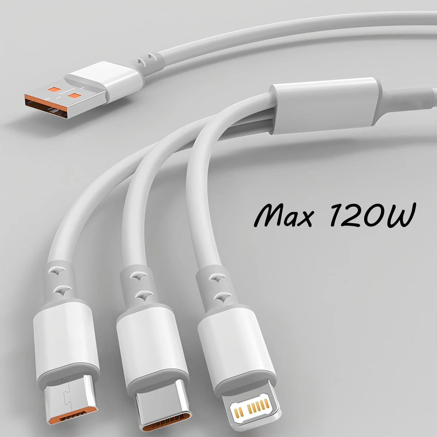 USB C Cable 120W 3 in 1 USB Type C Fast Charging Cable 3A Quick Charge Phone Data Line Cord For Iphone 17 15 14 Xiaomi Huawei USB C PD Cable