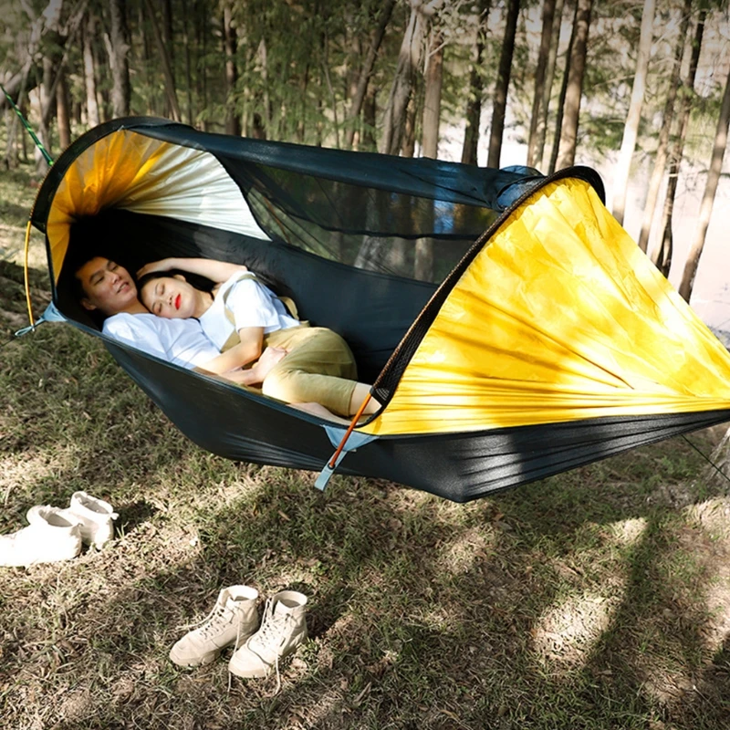 Large Camping Hammock with Bug Net 2 Person Pop-up Parachute Lightweight Backpacking Backyard Hiking  Dropship