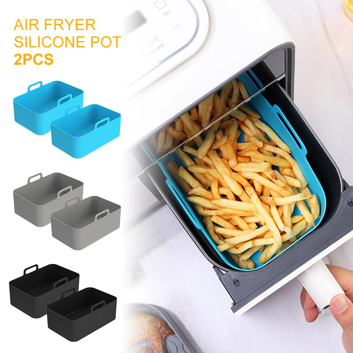 Air Fryer Liners Silicone Rectangular Dual Air Fryer With Handle For Ninja Air  Fryer Food Safe And Easy Cleaning - AliExpress