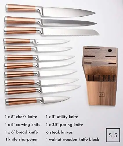 White & Copper Table Knife Set | Eatingtools