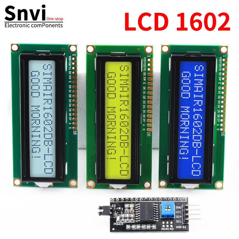 LCD1602 1602A LCD モジュール青/黄緑スクリーン 16 × 2 文字