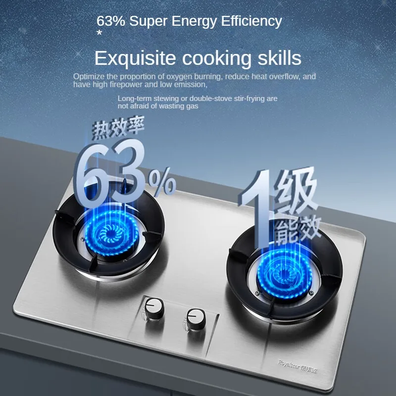 Double Burner Gas Cooktop Stainless Steel Natural Gas Propane Cooktop 5.2kW Large Fire Power