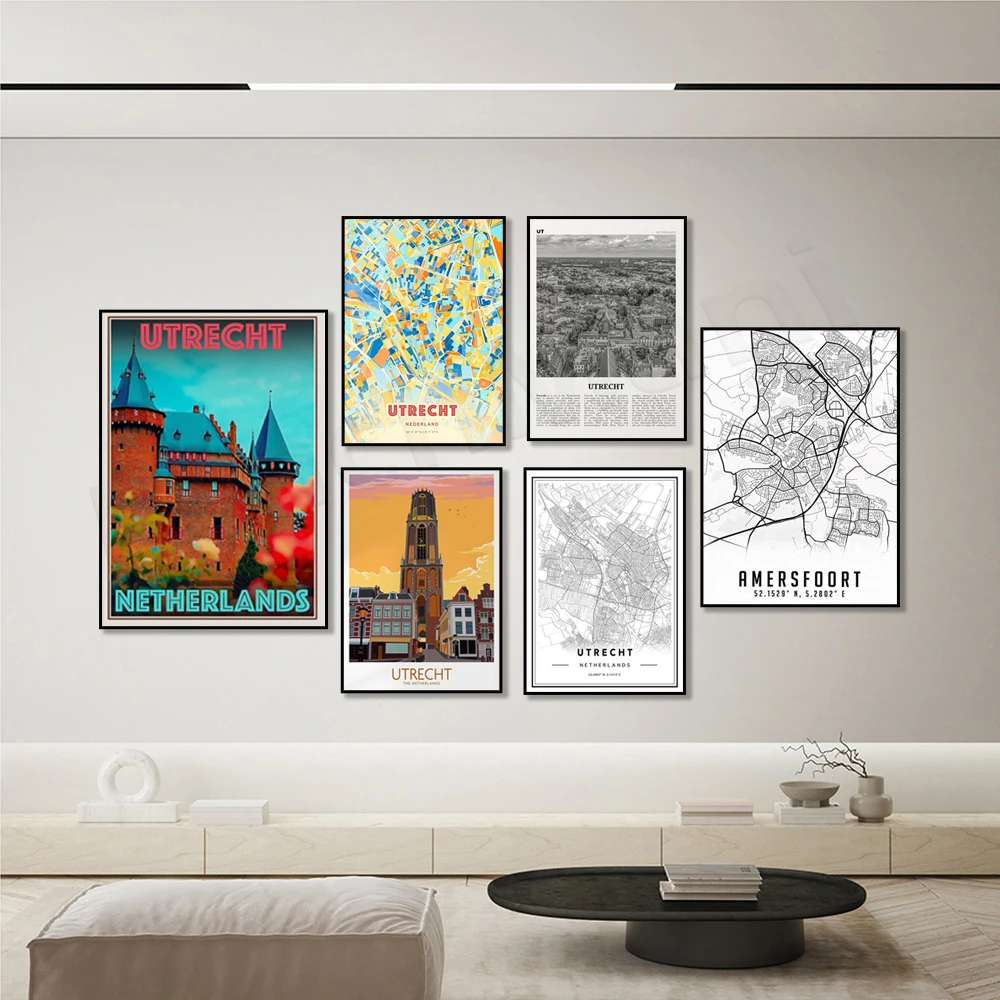 Mappa Di Riserva, Arte Olandese Di Bounte, Boiserie In Autunno, Amersfoort / City, Delft Town Hall, Paesi Bassi, Poster Di Viaggio Di Arte Del Citysca