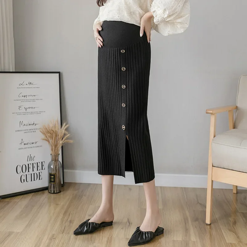 Maternity Knitted Wrap around Belly Skirt Fashionable Slimming Half-length Spring Autumn Winter Period Women's Clothing