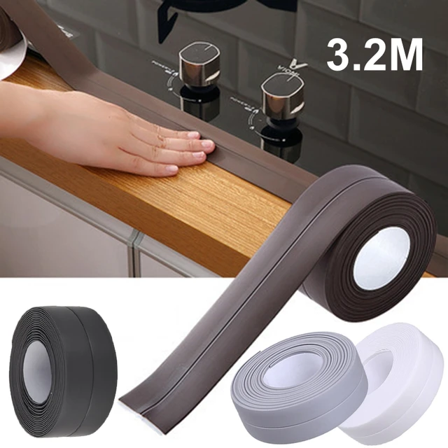 3.2M Bathroom Shower Sink Bath Sealing Strip Tape White PVC Self Adhesive  Waterproof Wall Sticker for Bathroom Kitchen Strips